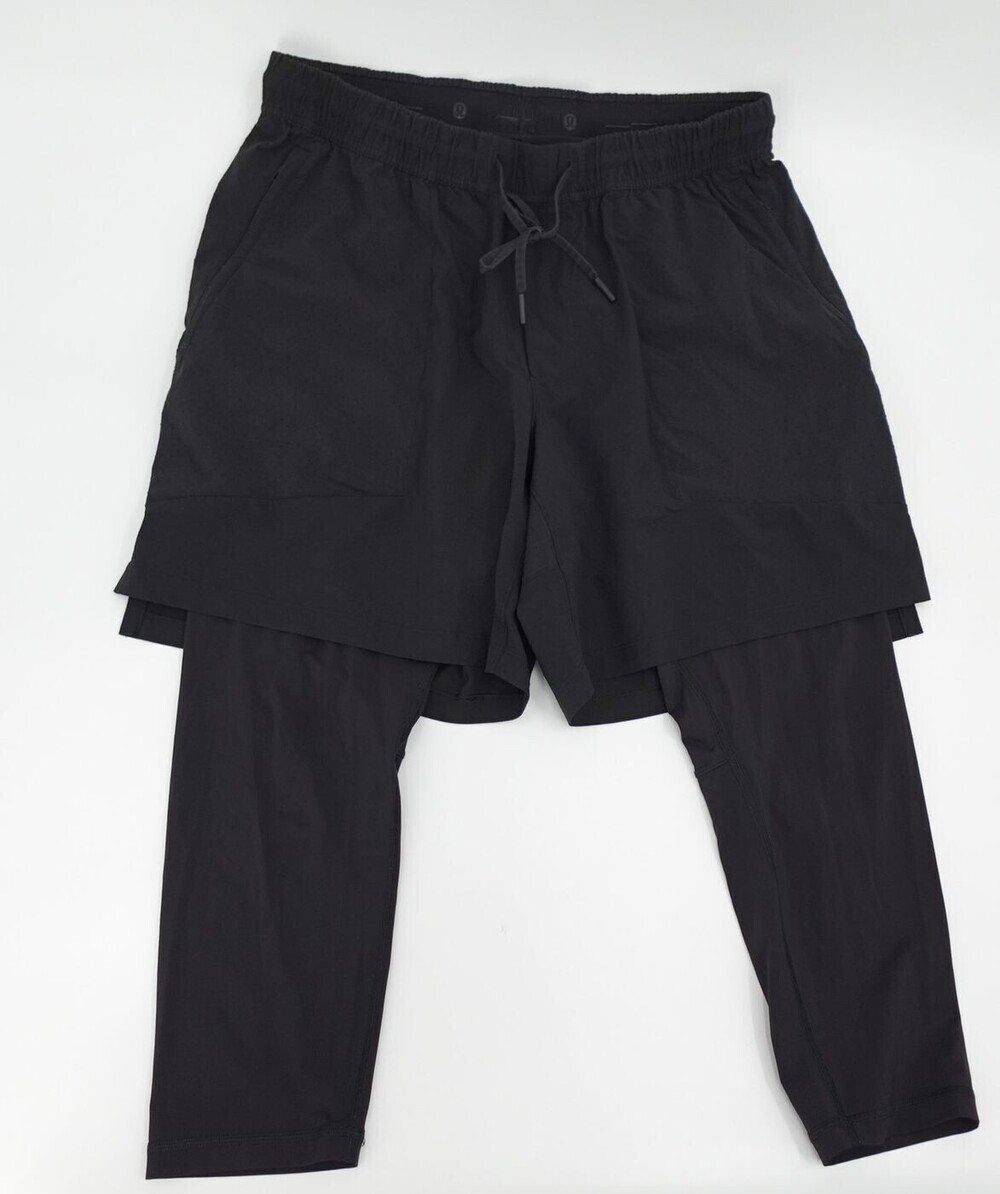 Lululemon Activewear Shorts Mens XL Black 2-in-1 Lined Legging Athletic Running